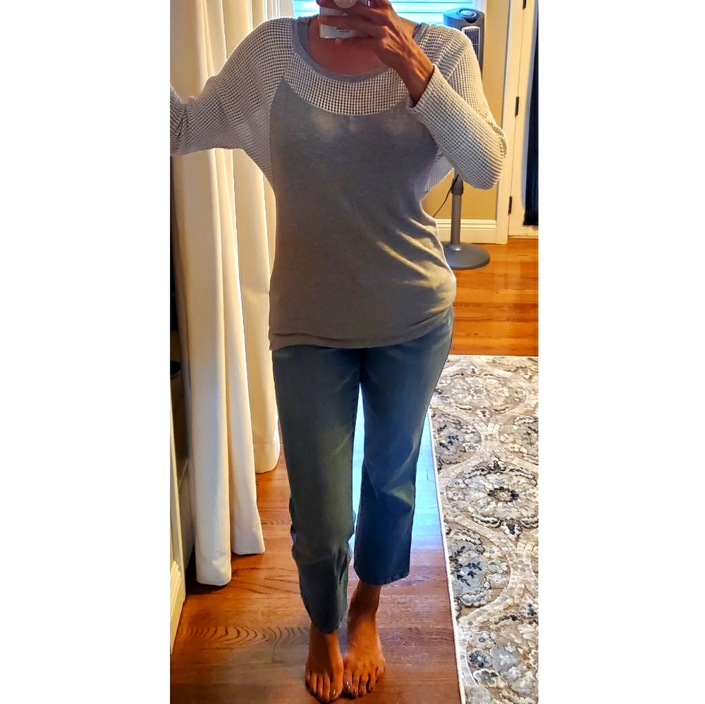 Waffle Weave Long Sleeve Crew Neck Shirt